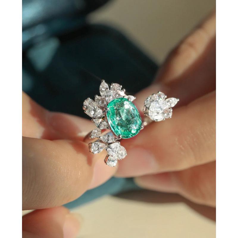 Luxury Green Zircon Sparkling Women s Open Index Finger Ring - Trendy, High-End Design