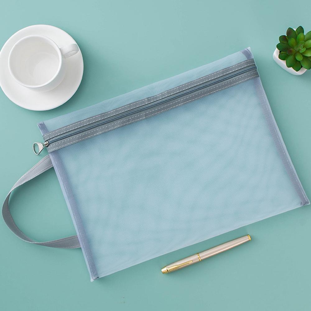 Сетчатая нейлоновая папка-конверт A4 прозрачная на молнии для тестов, информации, офисная, студенческая, пенал, папка для предметов, сумка для хранения пазлов серый