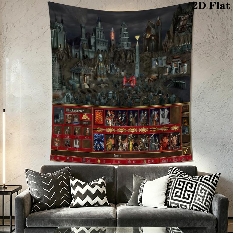 HoMM Game Wall Tapestry Aesthetic Wall Hanging Printed Fabric Blanket Decorative Tapestries for Bedroom Living Room Home Decor