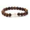 Trendy Beaded Bracelet With Natural Agate Stones - Stylish Cross Pendant Bracelet - Elegant Jewelry For Daily Wear