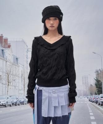SOMSOC Dim Wrinkle Raw-Cut Sweatshirt_Black
