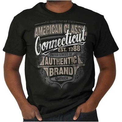 Connecticut American Souvenir Country CT USA Adult Short Sleeve Crewneck Tee