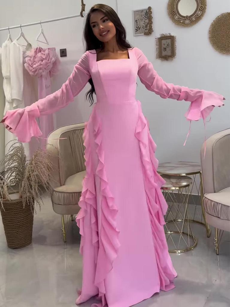 2025 Frühling Retro Elegantes Langarm Schlankheitskleid für Damen