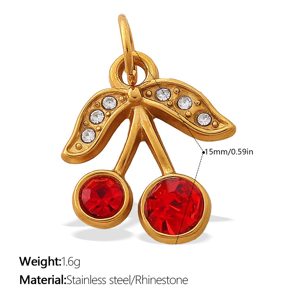 Stainless Steel Cherry Fruit Design Pendant for DIY Bracelets & Necklaces