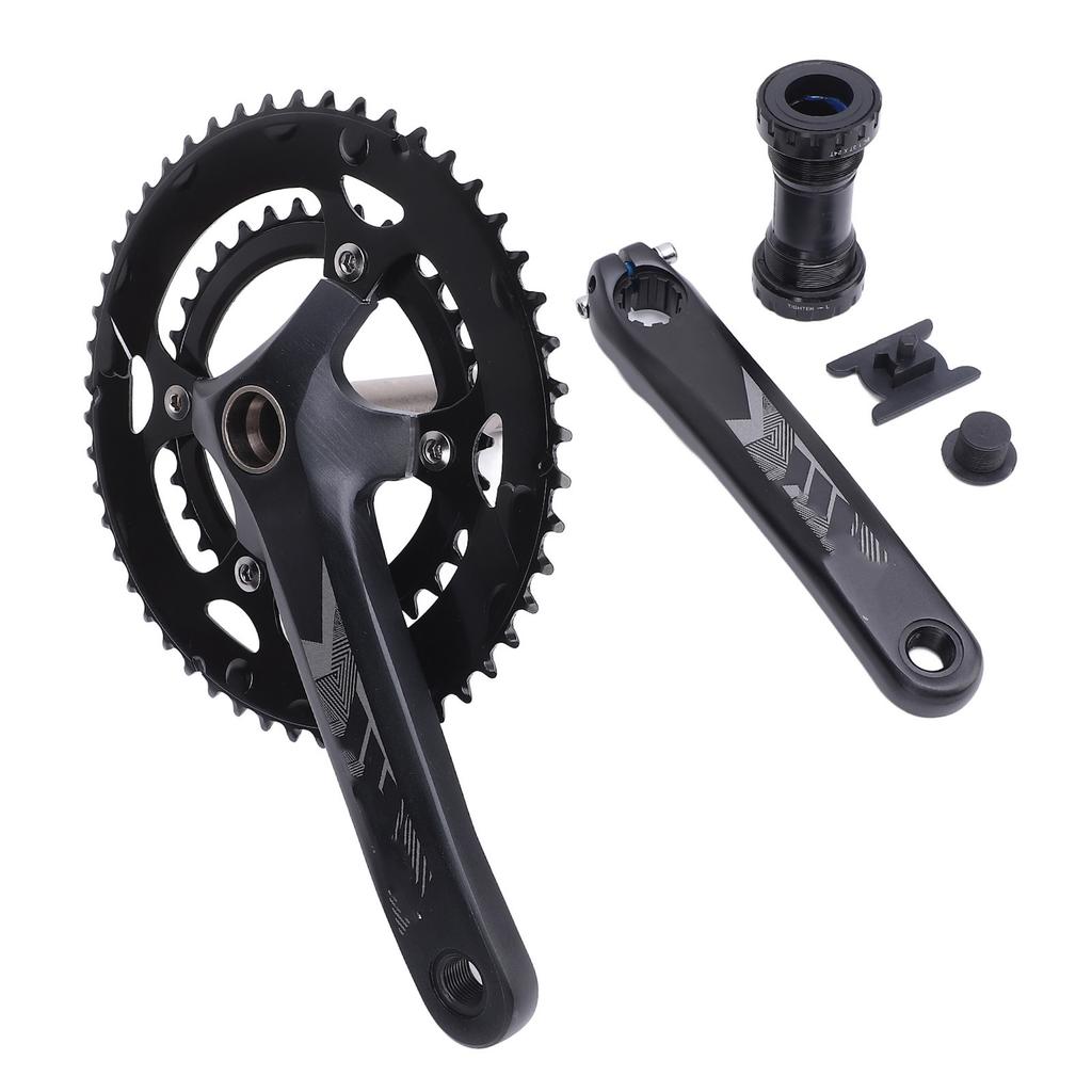 Cycle Crankset with 50T to 34T Chainring Aluminum Alloy Hollow Integrated Cycle Crank Arm Set for 9 Speed to 12 Speed