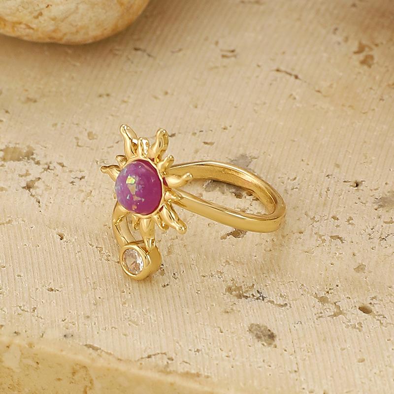 Luxury Zircon Rings for Women Purple Aesthetic Finger Ring Exquisite Vintage Ring Open Adjustable Wedding Party Jewelry Gift Goth Ring
