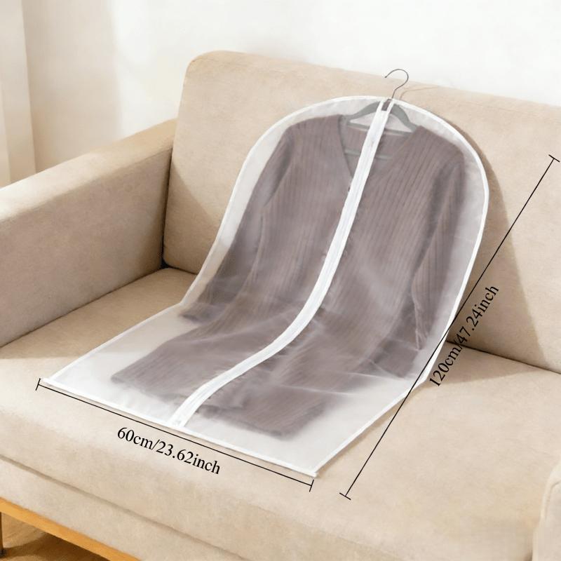 5pcs Thickened Transparent Garment Bags with Full Zipper Closure - Suitable for Suits, Wedding Dresses, Travel And Wardrobe Organization