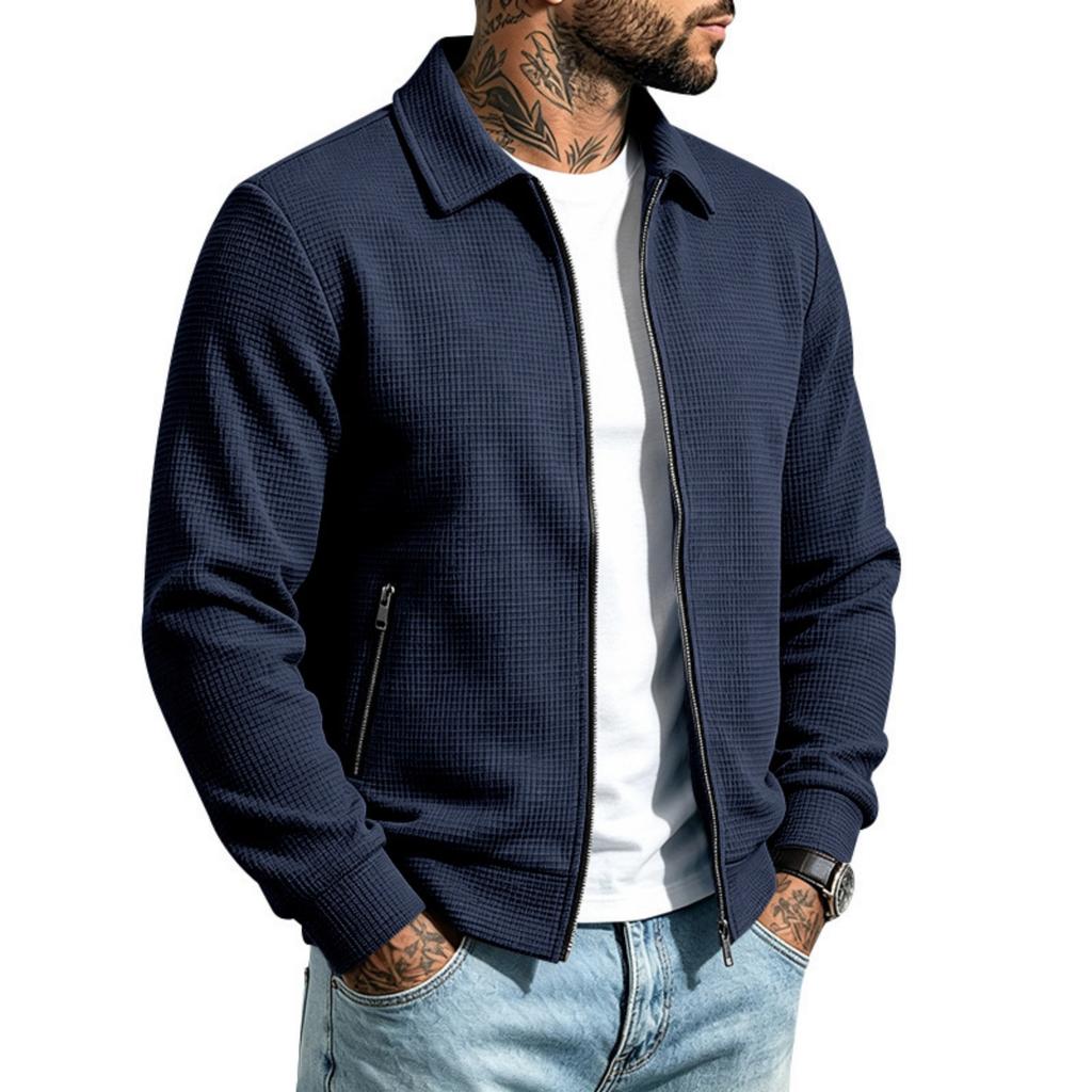 Men's Casual Color Zip-Up Cardigan Jacket for Everyday Wear