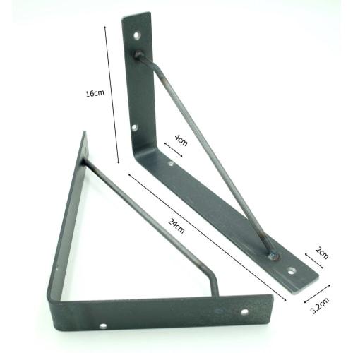 Iron Shelf Brackets, Set of 2, Handcrafted In Japan with a Black Leather Finish, DIY (L)