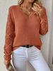 Spring and Autumn Knitted Sweater Foreign Trade Women's Clothing Temperament V-neck Hollow Long-sleeved Solid Color Casual Top