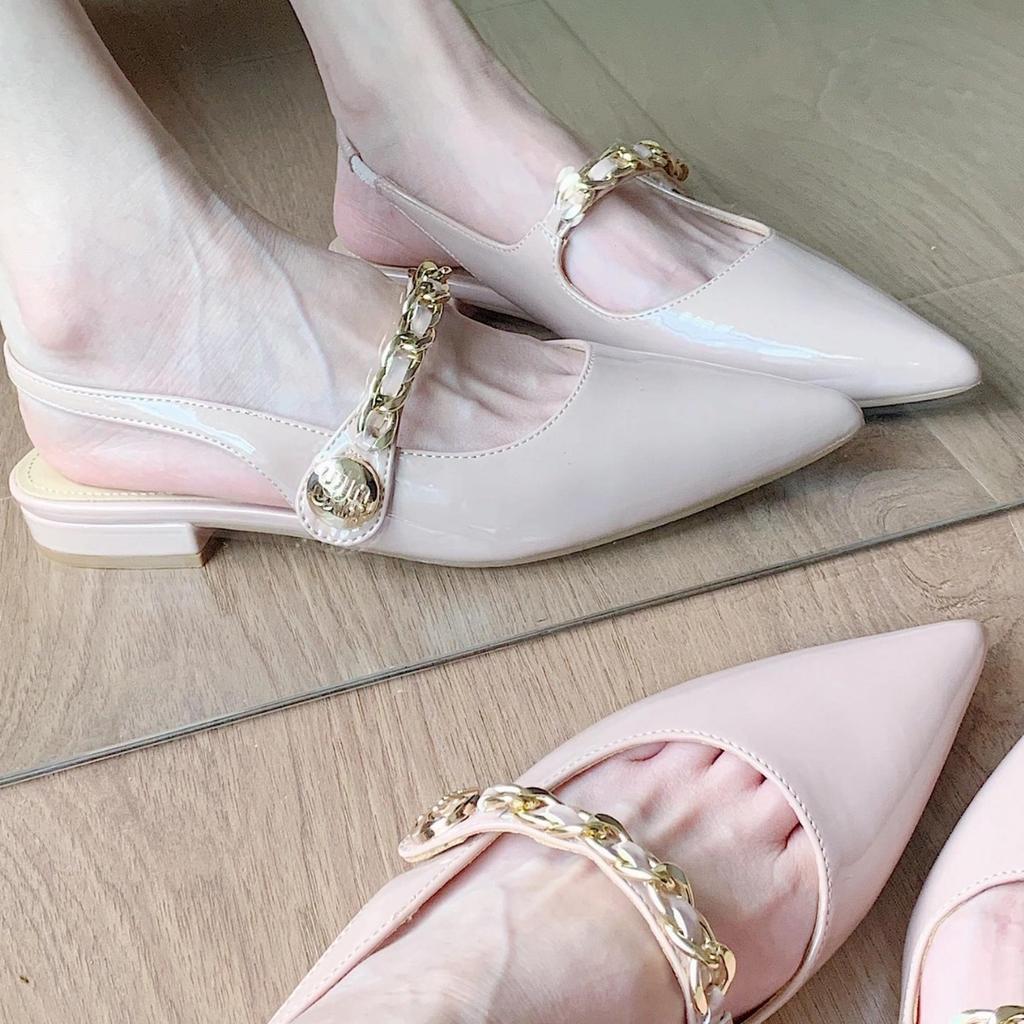 The Upper Feet Are Super Gentle!! Pointed Head Flat Bottom Lady Temperament Single Shoes Bag Head Empty Sandals