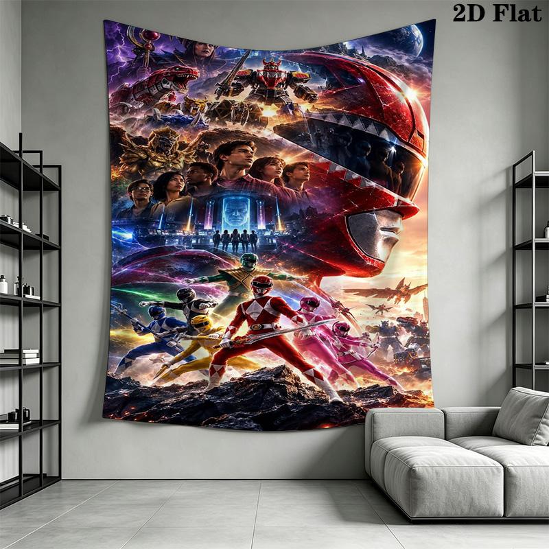 Power Rangers 2D Flat Adventure Tapestry Tapestry Background Cloth Wallmounted Atmospheric Background Cloth Work Of Art Wall Covering Decoration
