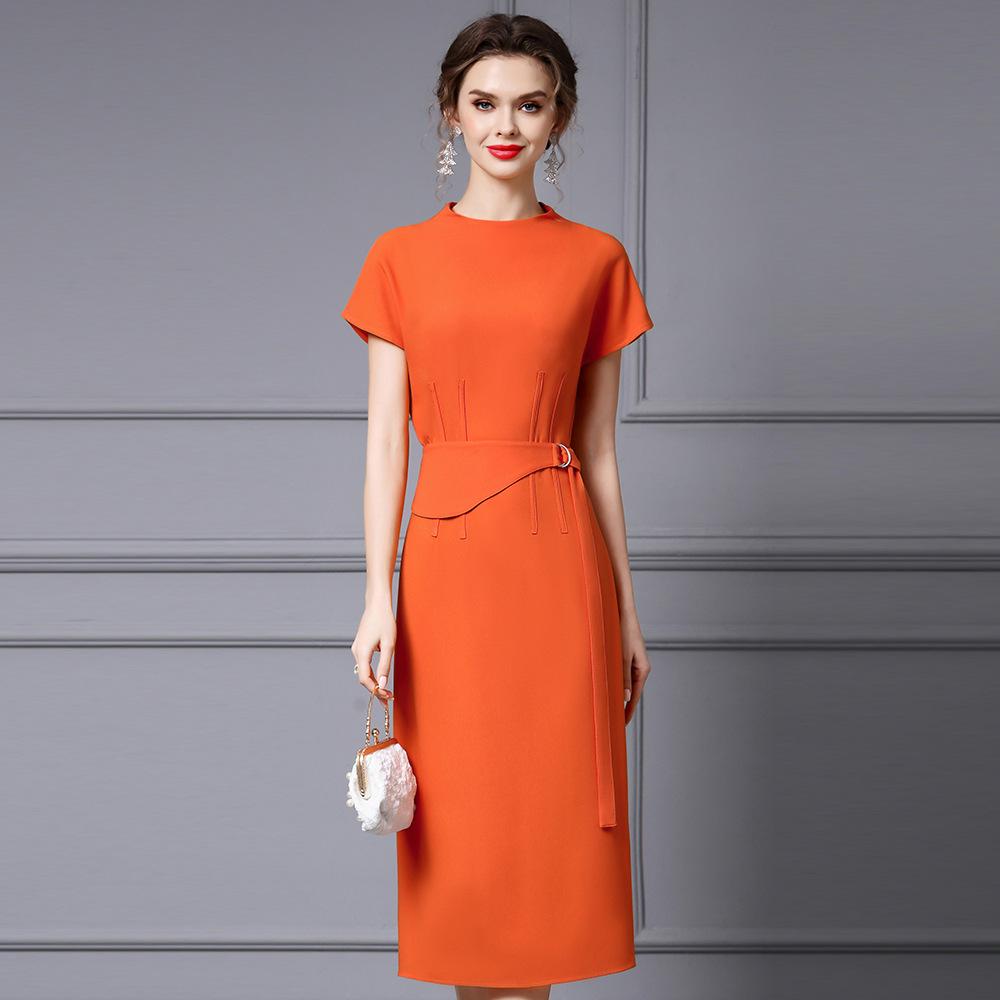 

Zhili Elegant Summer 2025 Women s Acetate Slim-Fit Long Dress S помаранчевий