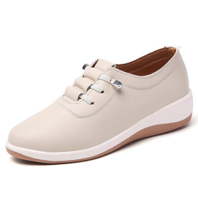 

Белые туфли из натуральной кожи для женщин с подошвой из коровьих сухожилий, спортивные универсальные повседневные туфли для мам 35