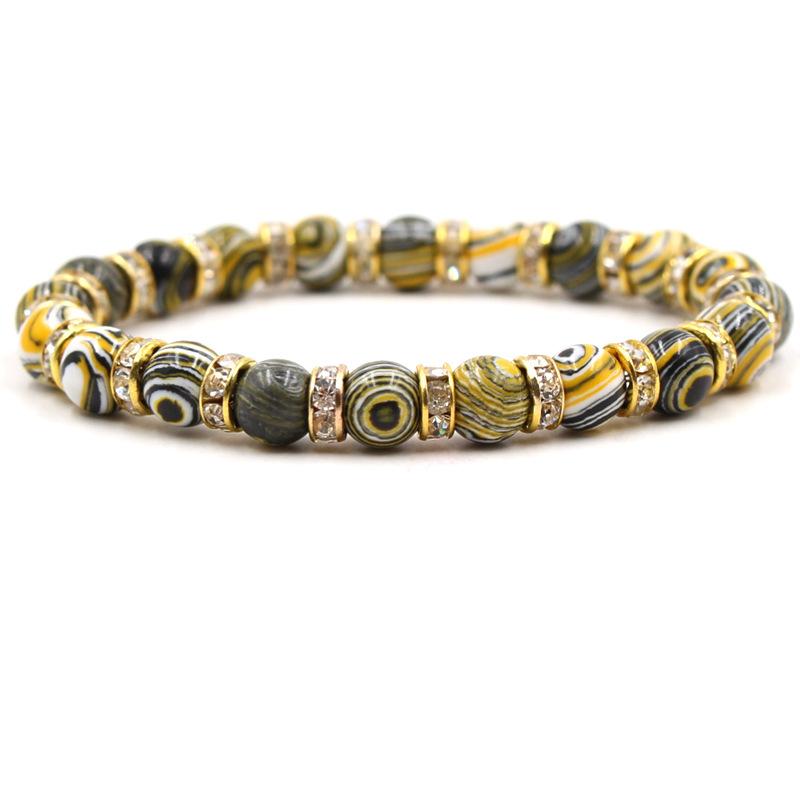 Fashion Malachite Beads Bracelet 8mm Natural Stone Peacock Malachite Beaded Handmade Bracelet Bangles Jewelry Women Men