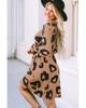 Azura Exchange Leopard Print Button Front Bubble Sleeve Loose Knit Dress