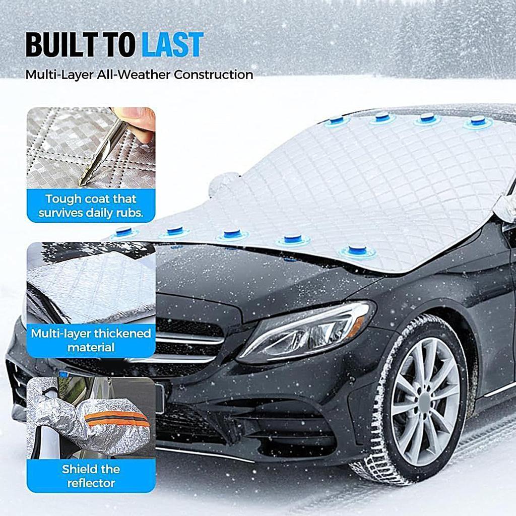 Windshield Cover for Ice And Snow 4-Layer Magnetic Waterproof Protector Snow Cover Protector Car Front Window Sun Shade Cover