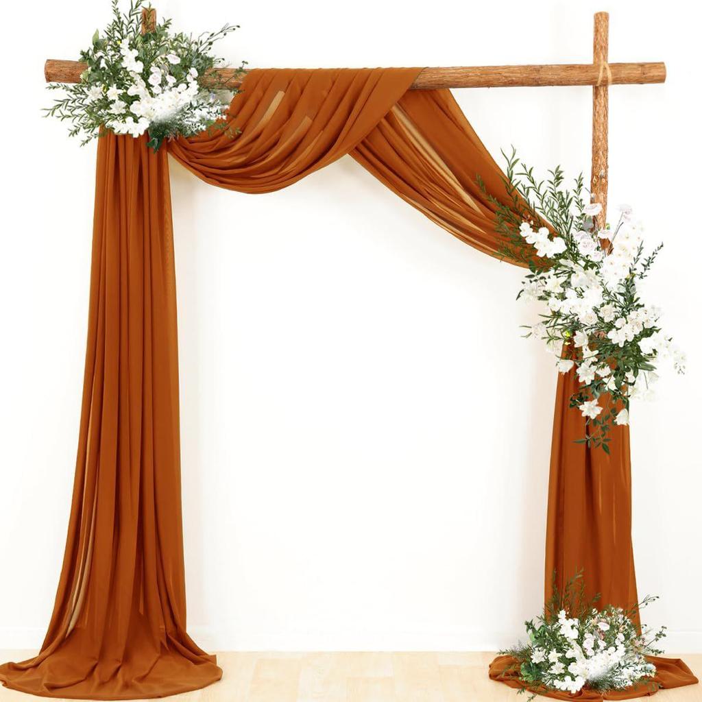 Chiffon Lawn Outdoor Sheer Drapes for Wedding & Festival Archway Decoration