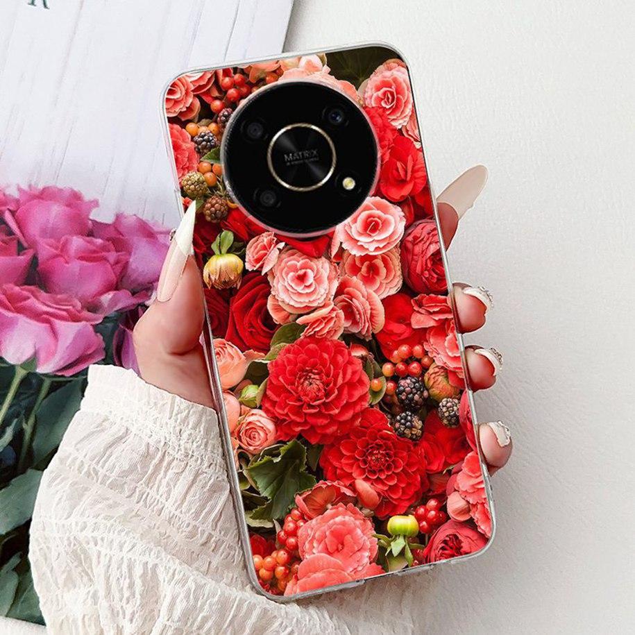 Silicone Case For Honor Magic 4 5 6 Lite Cover Popular Flower Butterfly Soft Slim TPU Back Cover For Honor Magic6 Lite Protector