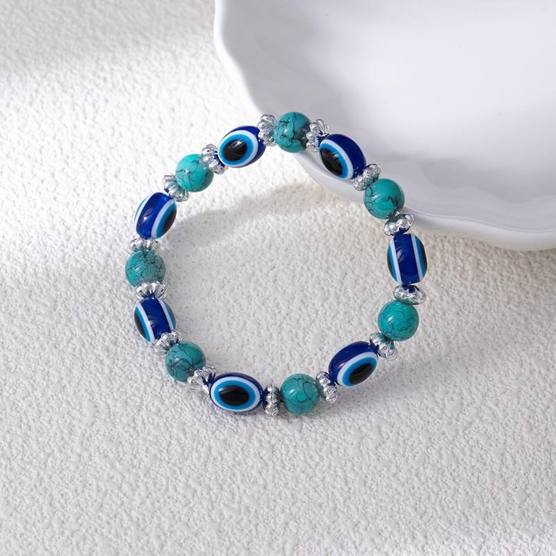 Винтажный ручной работы браслет из цветных бирюзовых бусин  Глаз Дьявола  Модный браслет с бусинами  Глаз  на резинке