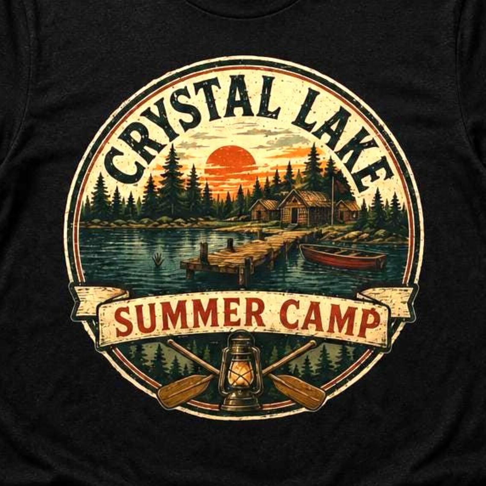 Retro Camp Slasher Shirt, Vintage Summer Camp Tee | Horror Movie Aesthetic Graphic T-Shirt, 1980s Campfire Story Apparel, Spooky Unisex Top 2XL
