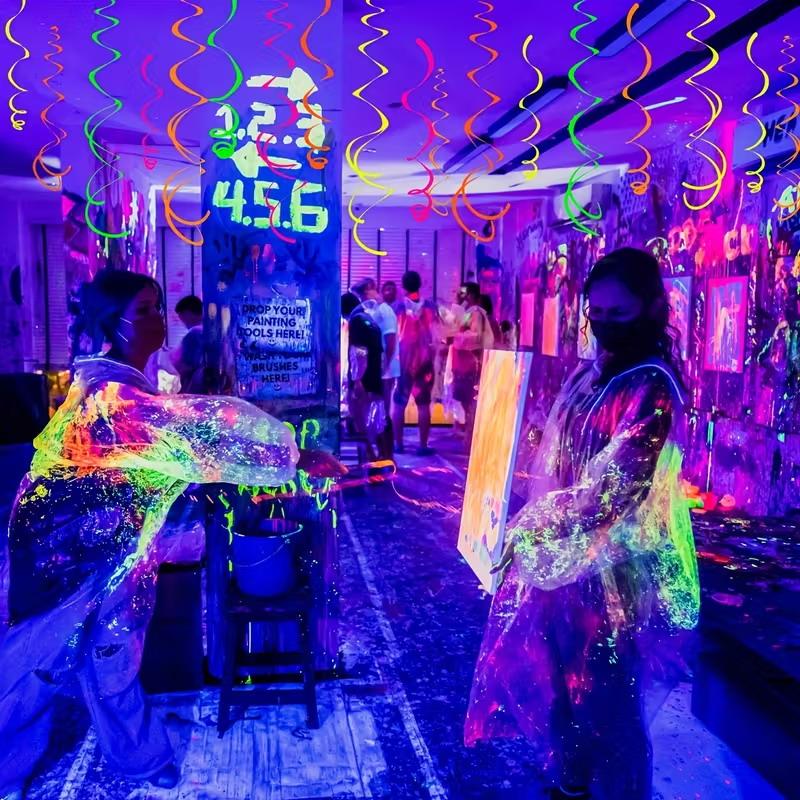 5/10/20 szt. Świecące Wiszące Wirujące Dekoracje na Imprezę Kolorowe Fluorescencyjne Wirujące Serpentyny Neonowe Świecące Wstążki na Imprezę Materiały Imprezowe
