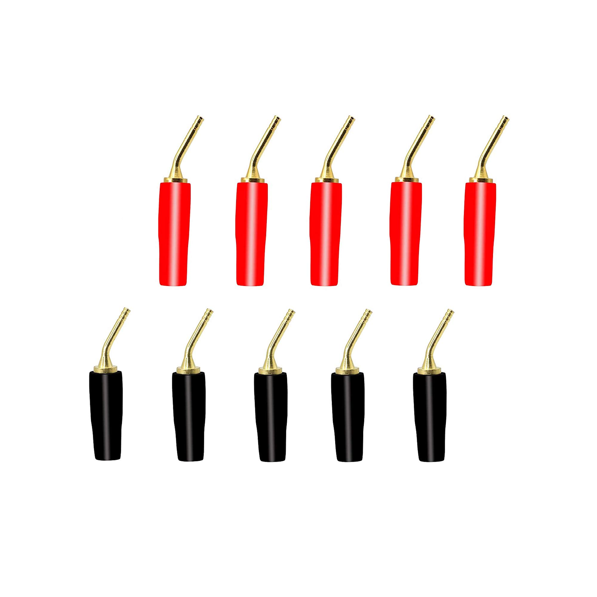 CERRXIAN Pure Gold 2mm Pin Audio Banana Speaker Cable Banana Clip Speaker Cable Terminal Audio Cable Terminal Plugs Curved, Copper, Plated,