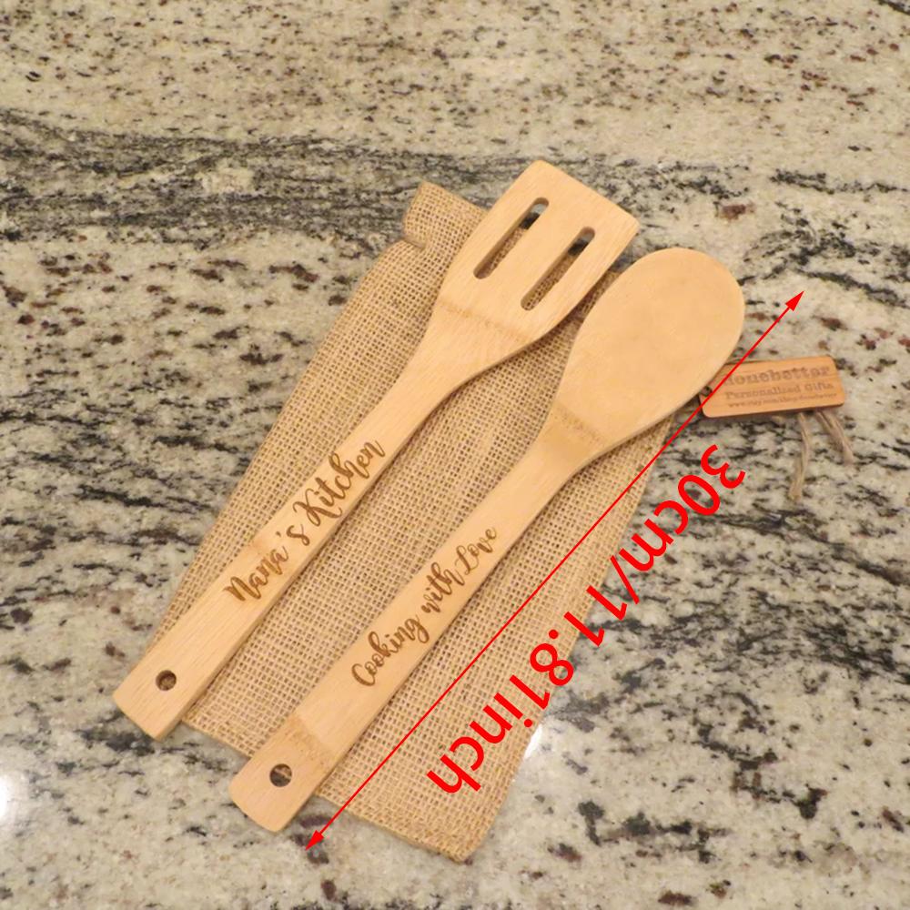 Personalized Wooden Spoon Spatula Housewarming Gift Kitchen Utensils Christmas Birthday Wedding Bridal Shower Baking Supplies