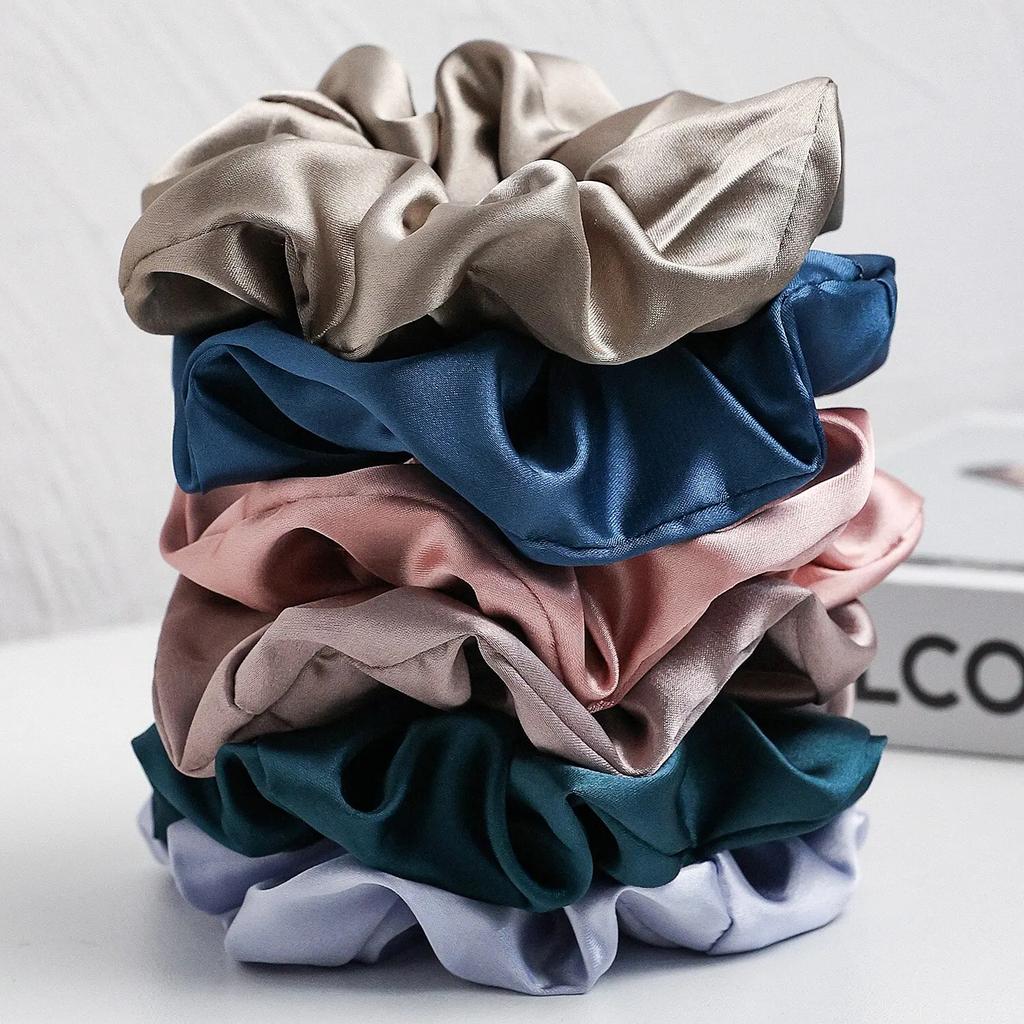 25/10//6 Stück Satin Scrunchies Mädchen Elastisches Haarband Pferdeschwanzhalter Haargummis Mode Damen Accessoires Uni Scrunchy