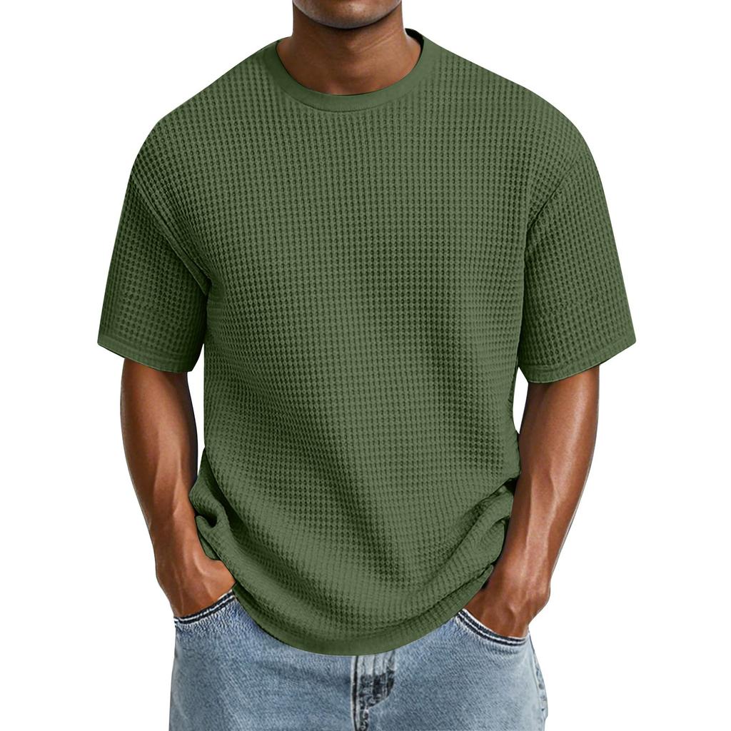 Camiseta Informal de Color de Moda para Hombre con Cuello Redondo y Manga Corta