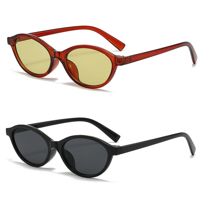 2PCS Retro Oval Shaped Small Frame Sunglasses European and American Men Women Trendy Round Face Slimming Street Hip-hop Glasses