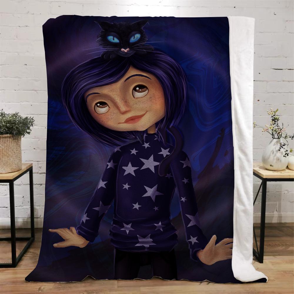 Coraline Fleece Blanket King Size Fluffy Soft Blankets & Throws Bed Throw Home Interior Microfiber Bedding Knitted Plaid Knee &