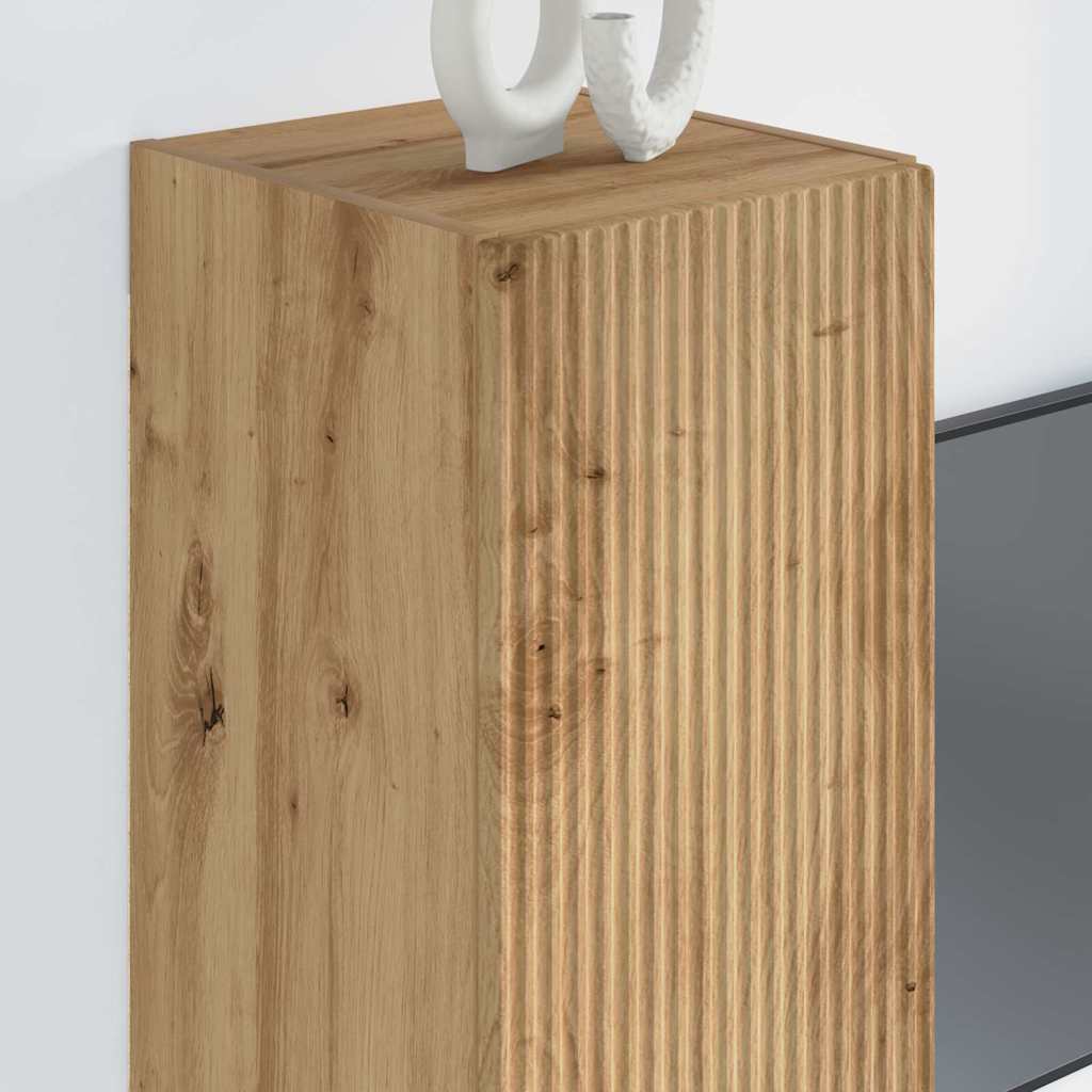 Wall Mounted TV Cabinet Craftsmanship Oak Design 30 x 31 x 80 cm