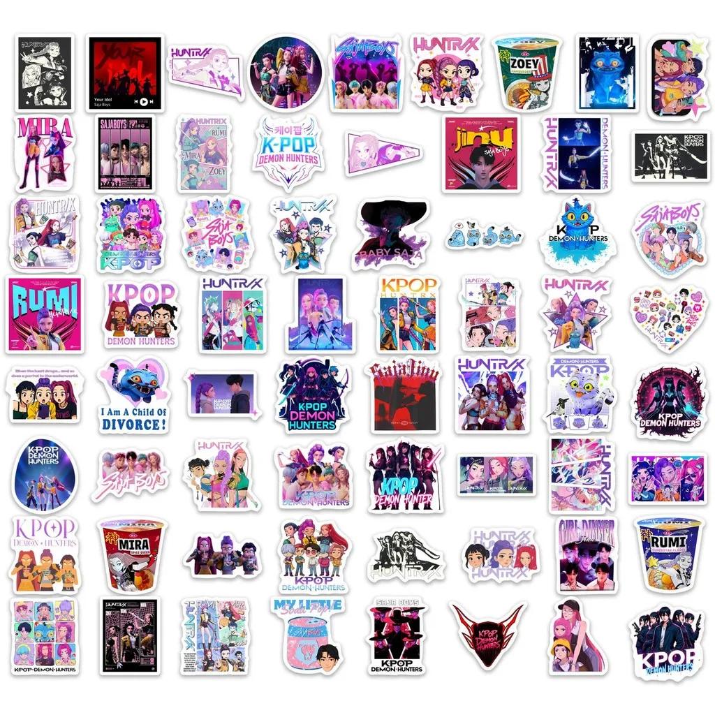 Набор из 65 водонепроницаемых мультяшных наклеек K-Pop группы «Охотники на ведьм» - самоклеящиеся декоративные стикеры для телефонов, ноутбуков и бутылок для воды