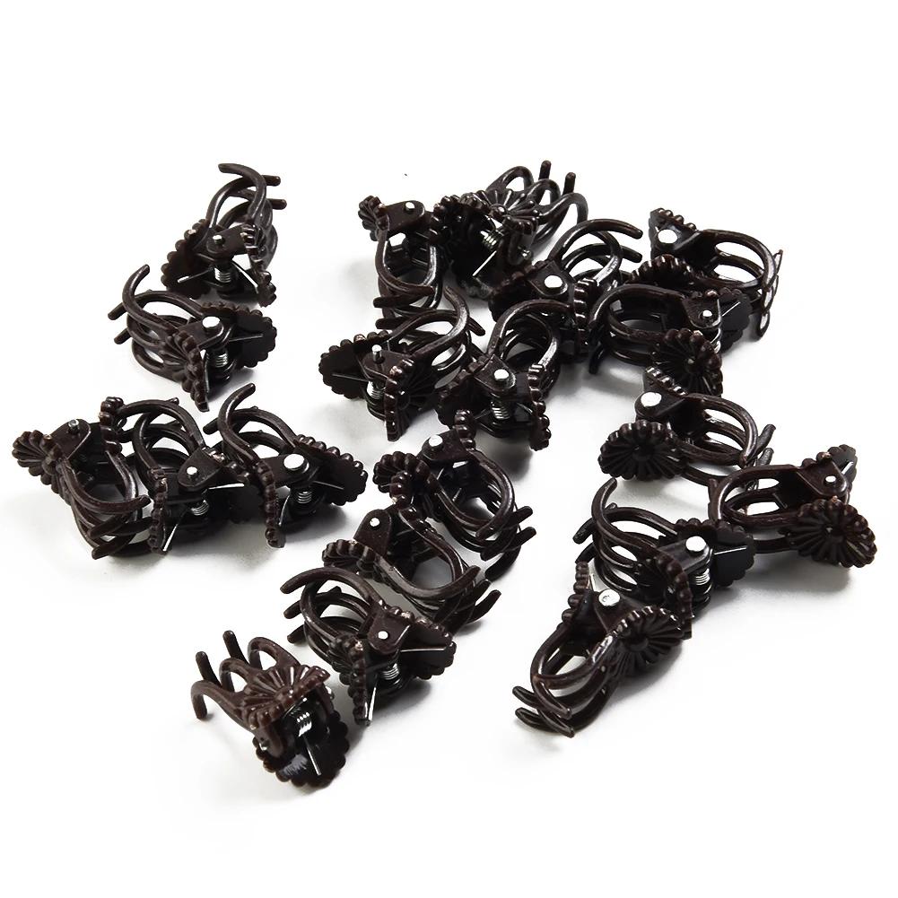 20pcs/set 6-Claw Plant Clips Climbing Vine Stem Clasp Tied Orchid Flower Support Clamps Bundle Branch Garden Tool Brown Green