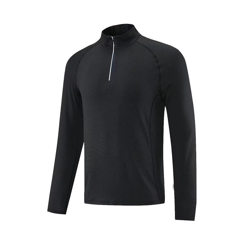 Men's Half-Zip Breathable Sweat-Absorbing Long Sleeve Sports T-Shirt for Running & Training