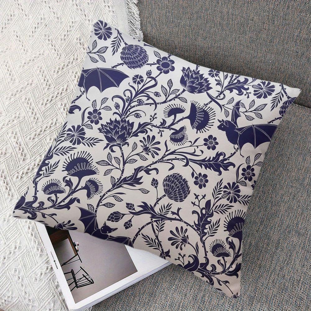 Bat & Bloom Square Jacquard Pillow Cover for Sofa Office Waist Cushion Cover Home Decorative Pillowcase