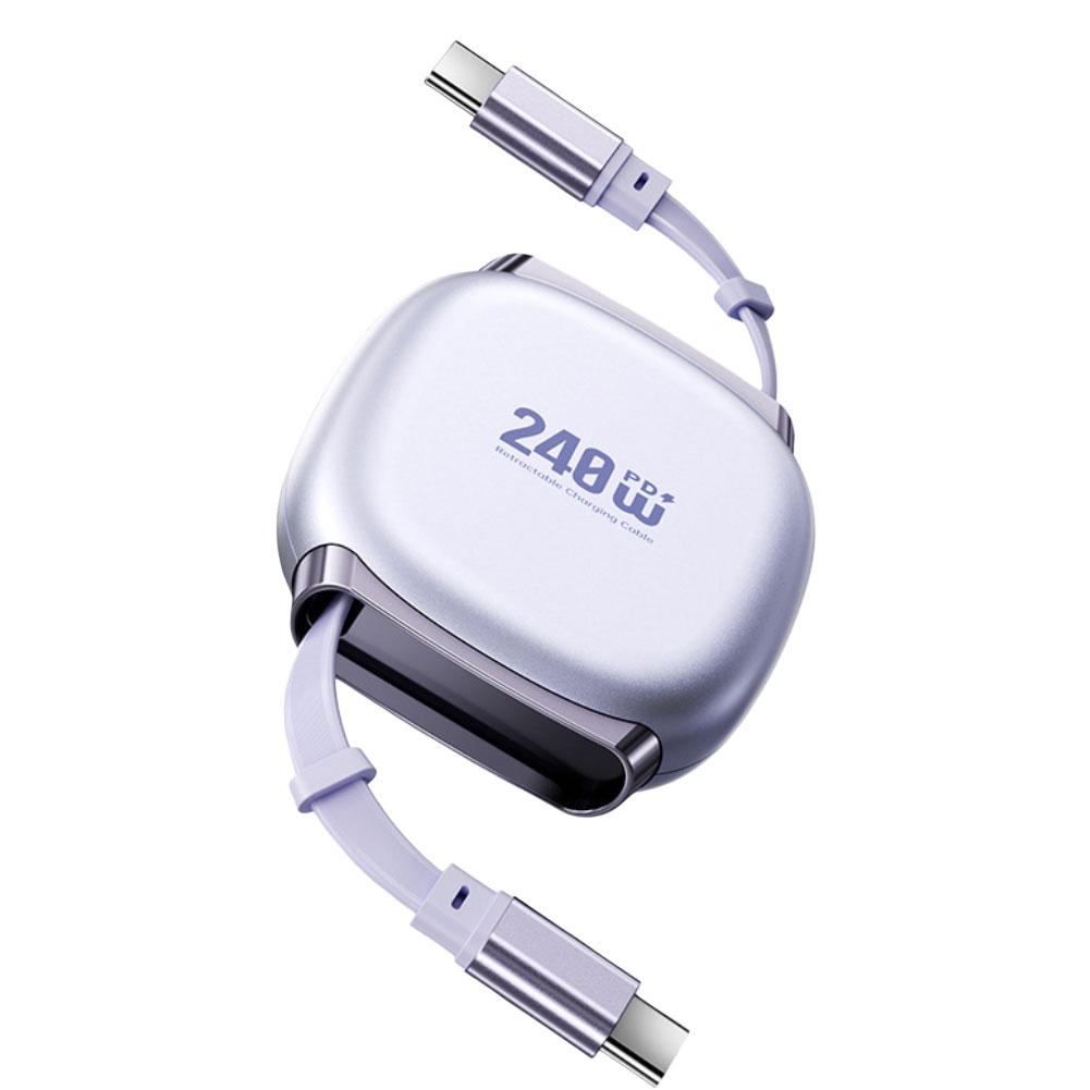 Magnetic Retractable USB C Cable 240W PD3 1 Fast Charging with Four Adjustable Lengths for Reliable Performance
