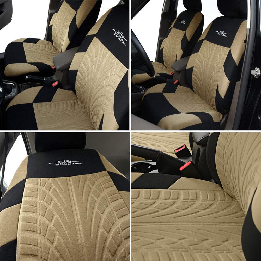 2 Piece Car Seat Cover, Universal, Tyre Tread Print, Front Car Seat Protectors Suitable for Most Car Seats