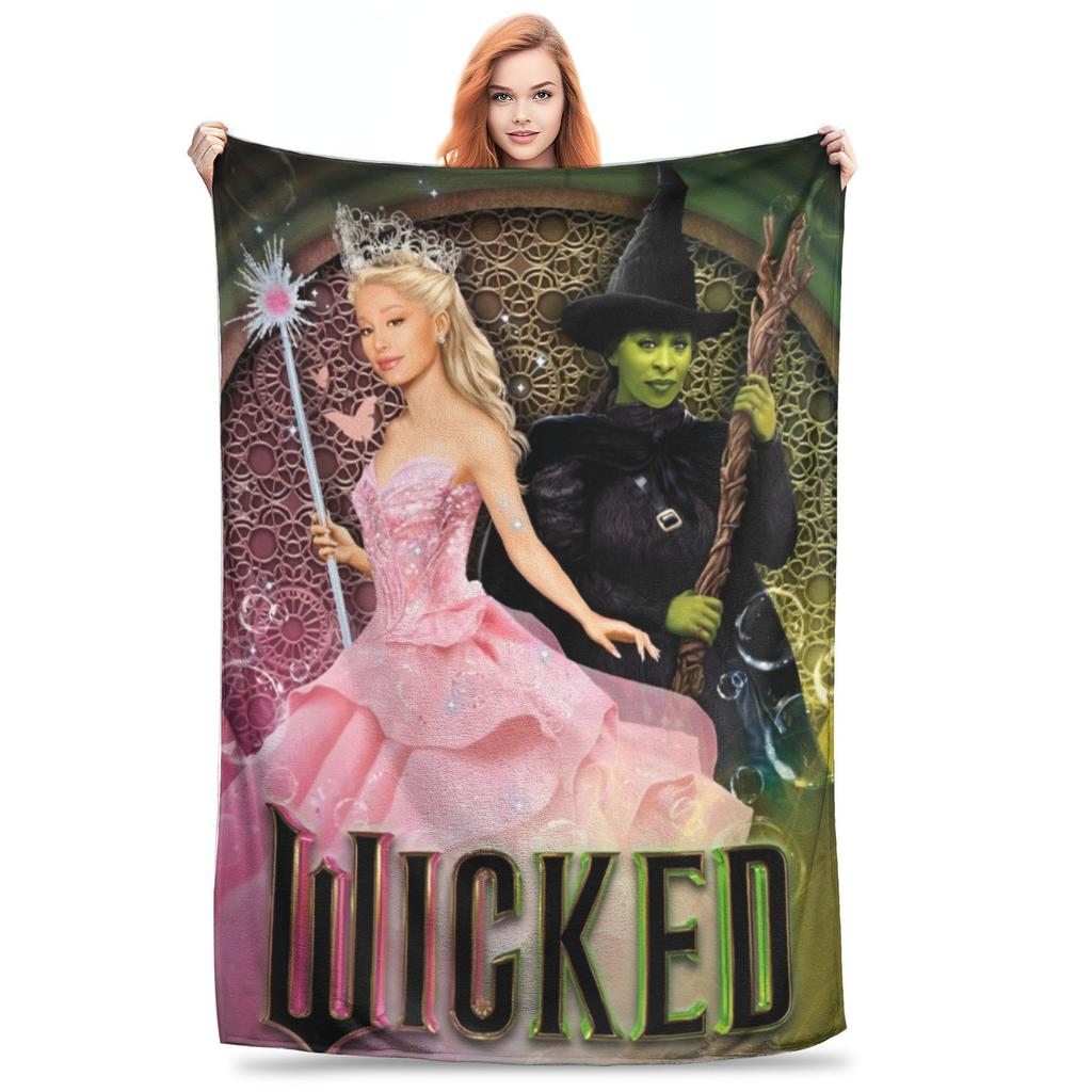 Wicked Glinda Elegant Collage Blankets Good Witch Movie Flannel Throw Blanket Portable Soft Warm Multifunction Plush Thin Quilt