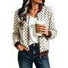 Women's Loose Fit Casual Zip-Up Jacket, Fashion Printed Short Coat for Fall and Winter