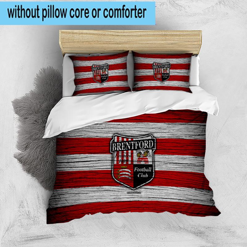 Brentford Football Club Crest 3PCS Print Bedding Set, Includes A Duvet Cover and Two Pillowcases for Bedroom, Dormitory, Suitable for All Seasons
