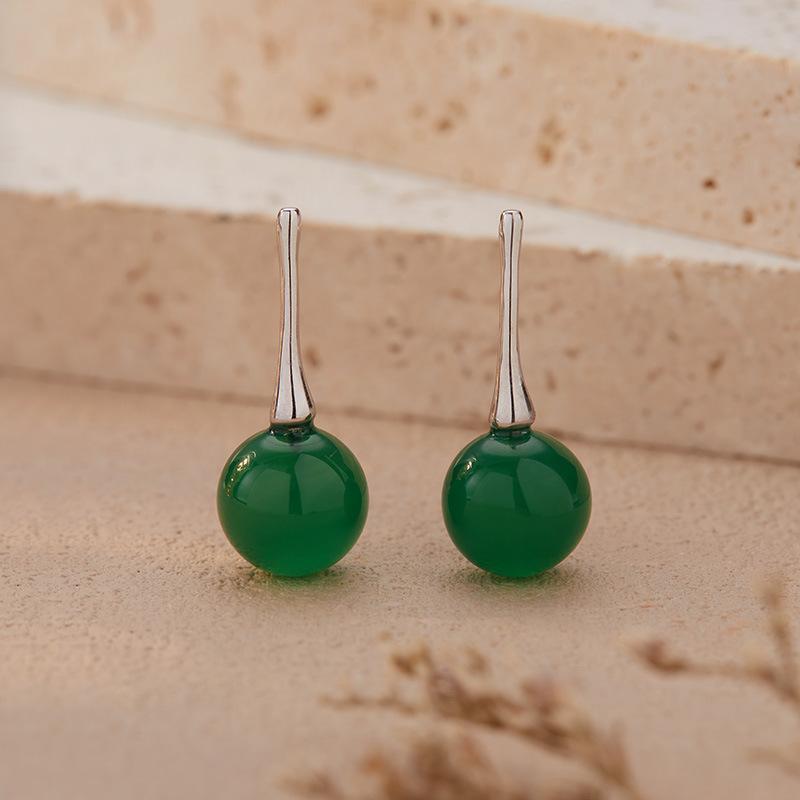 Orecchini a lobo Tesoro Colorato con Agata Rossa Naturale, Agata Nera, Agata Verde, Occhio di Tigre, Orecchini in Argento Sterling S925 da Donna, Orecchini.