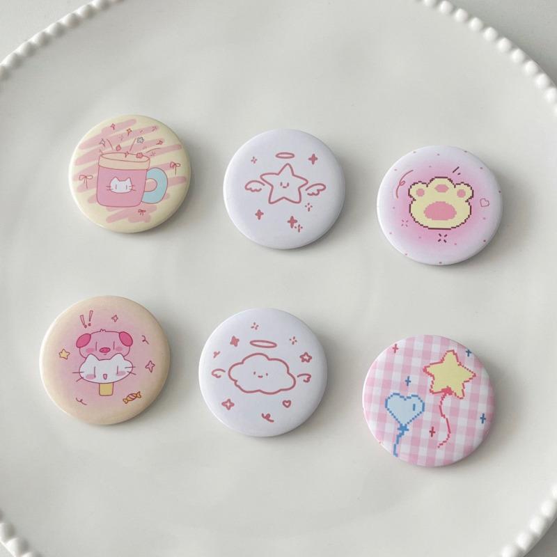 6pcs/set 45mm Cute Cartoon Mini Enamel Pins Kawaii Badges for Bag Denim Jacket Scrapbook Journal Girly Collectible Badge Pins