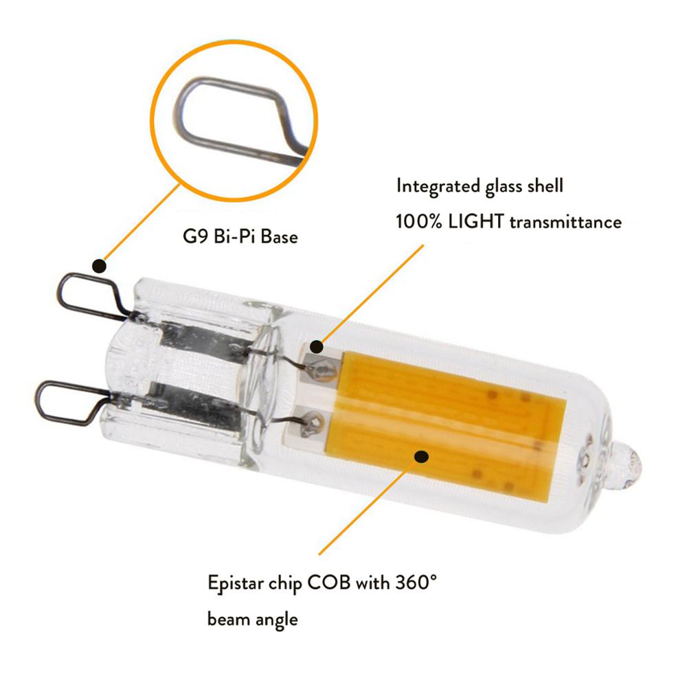 Brightness G9 LED Light Bulb 7W 9W 12W15W 110V 220V Glass Lamp Constant Power Light LED Lighting G9 COB Bulbs White Lighting