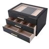 3 Layer Jewelry Box PU Leather Velvet Lining Jewelry Organizer Box with Clear Top Window for Ring Necklace Earring