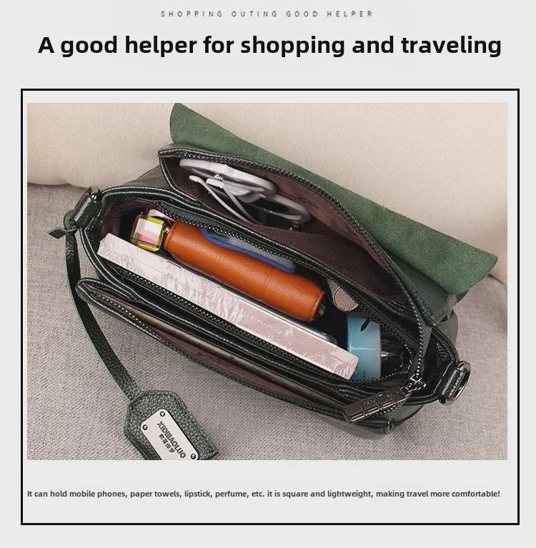 Sac bandoulière en cuir pour femme Xidi Paul 2025, style européen et américain – Grande capacité, design à rabat