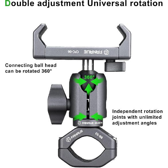 FANAUE Single Socket Arm With Handlebar Clamp Mount U-Bolt Base Compatible With RAM Mounts 1 Inch Ball Head And Bike Motorcycle Phone Holder, Can Be