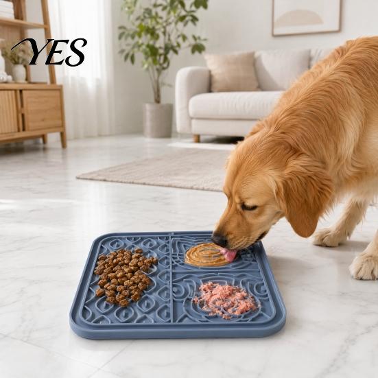Pet Feeding Slow Down Mat Food with Suction Cups, Four-Zone Tray for Cup Eating Anxiety Relief, Non-Slip Silicone Lick Dogs And Cats Bite-resistant