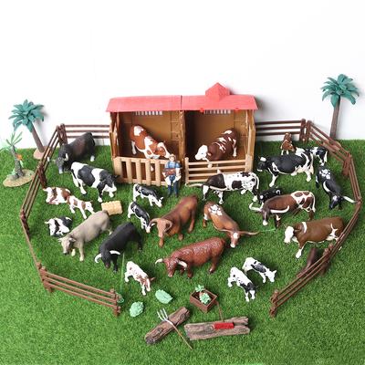 Simulation Bauernhof Welt Milch Kuh Rind Bulle Kalb Yak Moschusochse Pädagogisches Tiermodell Figur Spielzeug Heimdeko Geschenk für Kinder